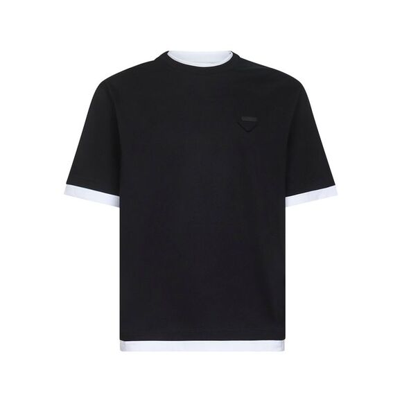 Prada Abbigliamento Men Black Cotton Crewneck T-Shirt